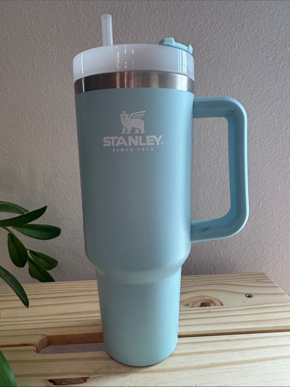 Stanley Pastel Blue Travel Mug with Handle and Straw